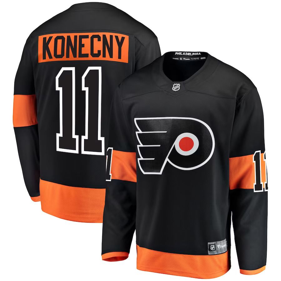 Men Philadelphia Flyers 11 Travis Konecny Fanatics Branded Black Alternate Breakaway Player NHL Jersey